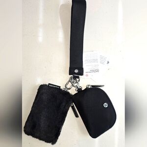 NWT!Lululemon Black Duel Pouch Wristlet Plush Fleece!!